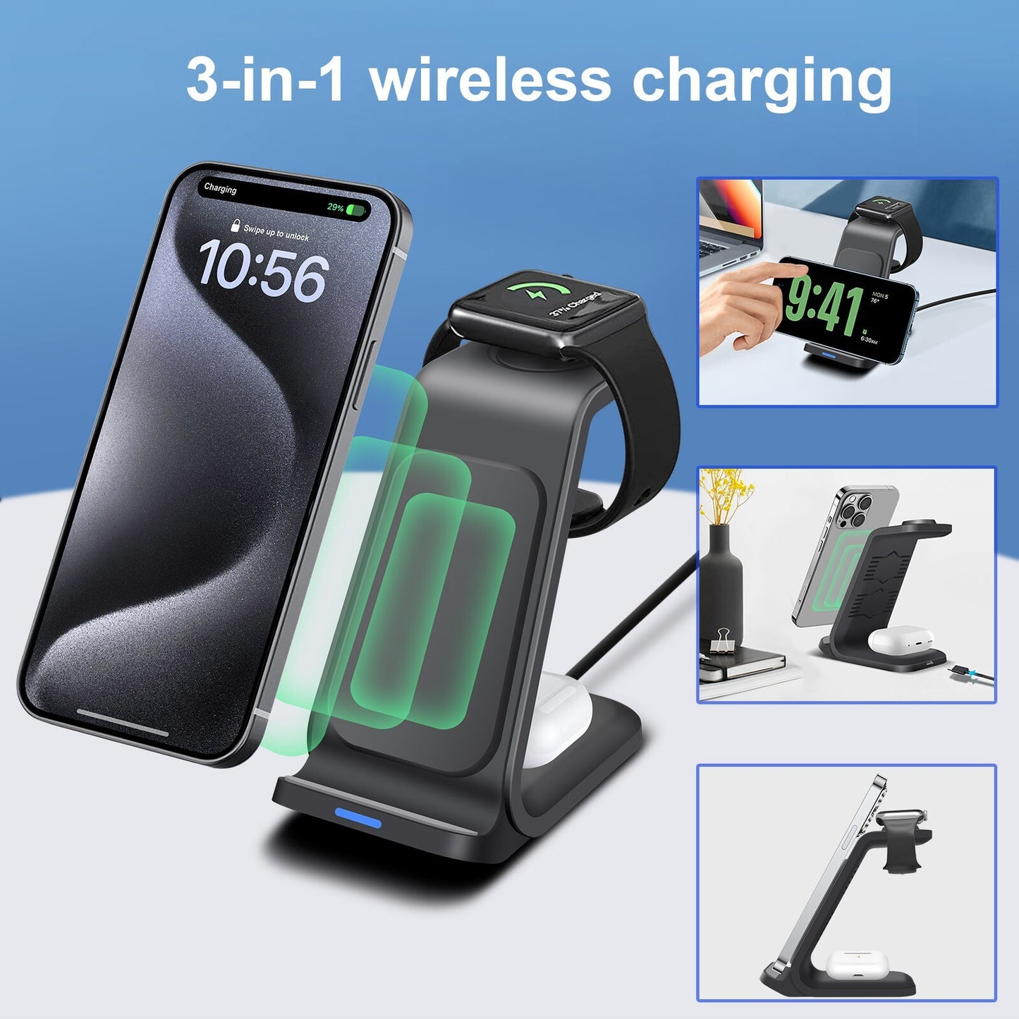 3-in-1 Charging Dock Magnetic Wireless Charging