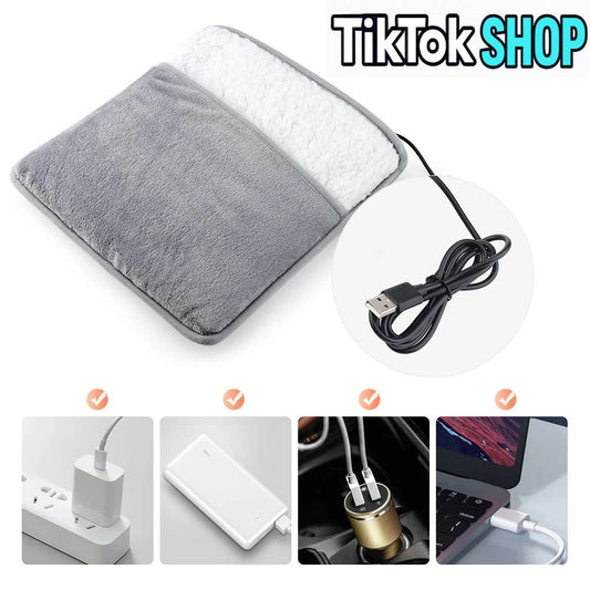 Elektrischer Fußwärmer, weiche Fußheizmatte mit USB-Aufladung, waschbar & doppelseitig wärmend, ideal für kalte Wintertage zuhause