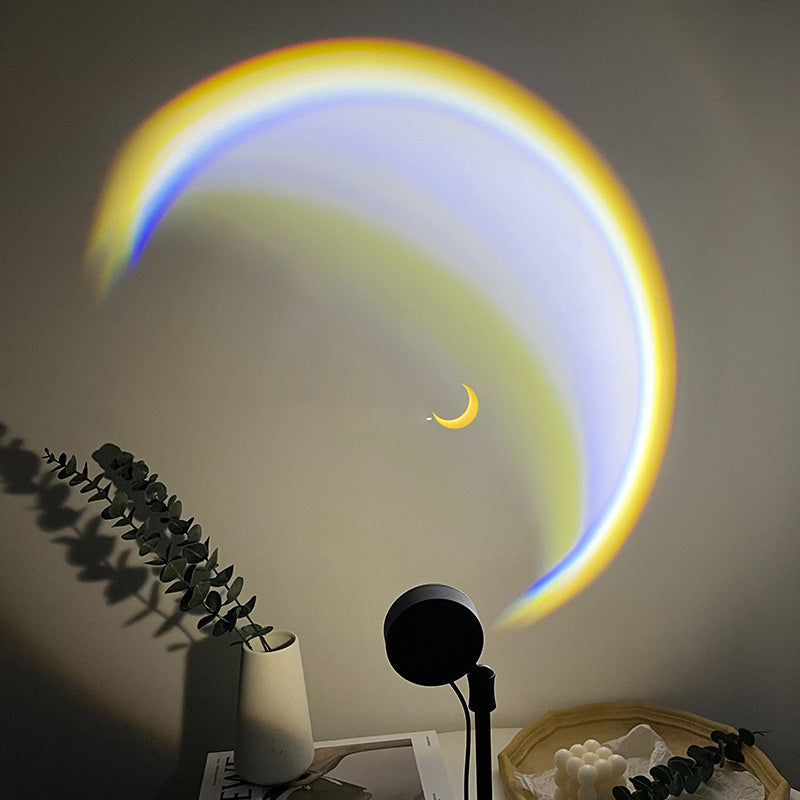 360° LED Rainbow Sunset Moon Lamp – USB Light Projector for Bedroom Aesthetic & Night Mood Lighting