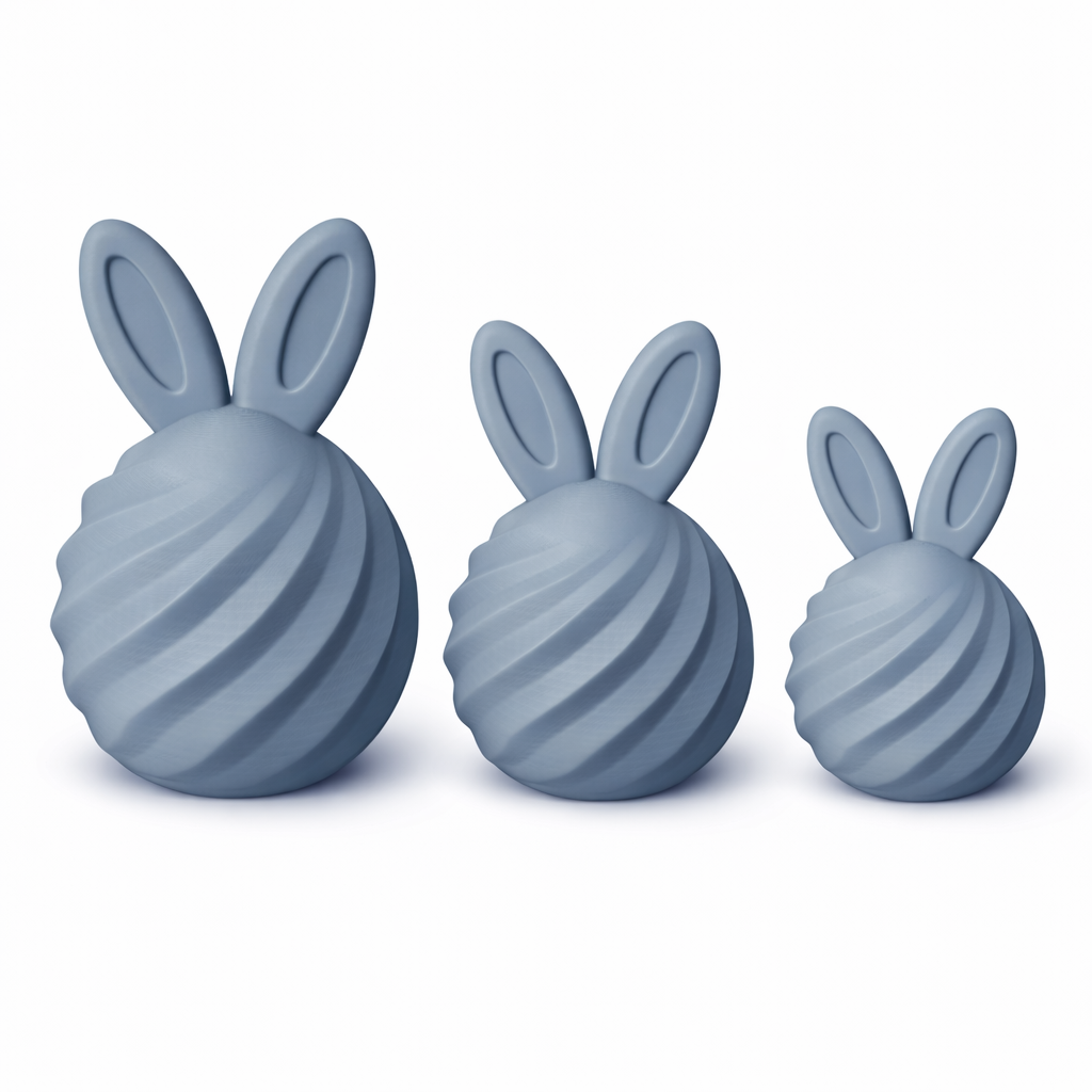 Moderne Osterhasen Deko 3er Set – Premium 3D Osterdeko in Pastellblau, Taubenblau & Lavendel