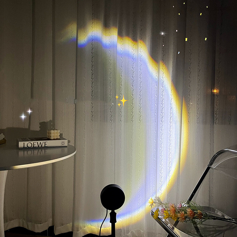 360° LED Rainbow Sunset Moon Lamp – USB Light Projector for Bedroom Aesthetic & Night Mood Lighting