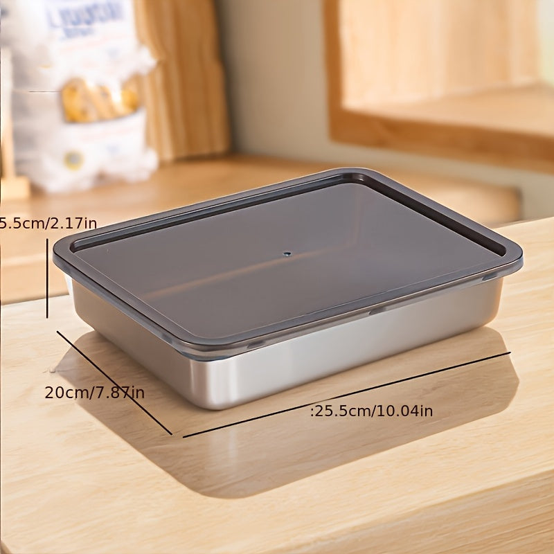 Three Stainless Steel Food Storage Containers - Leak-Proof, Reusable, Perfect for Fruits, Meats, Vegetables, Easy to Clean, Stackable Kitchen Organizers for Refrigerators, Freezers And Food Pantries, Pantry Storage