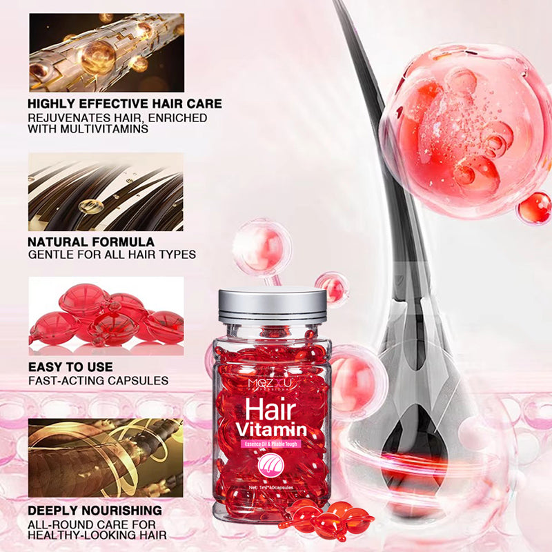 Hair Repair & Glow Vitamin Capsules, 20/40 Kapseln mit ätherischem Öl, Pinienkern- und Olivenöl, stärkt, schützt und bringt Glanz für strapaziertes, gefärbtes und geschädigtes Haar