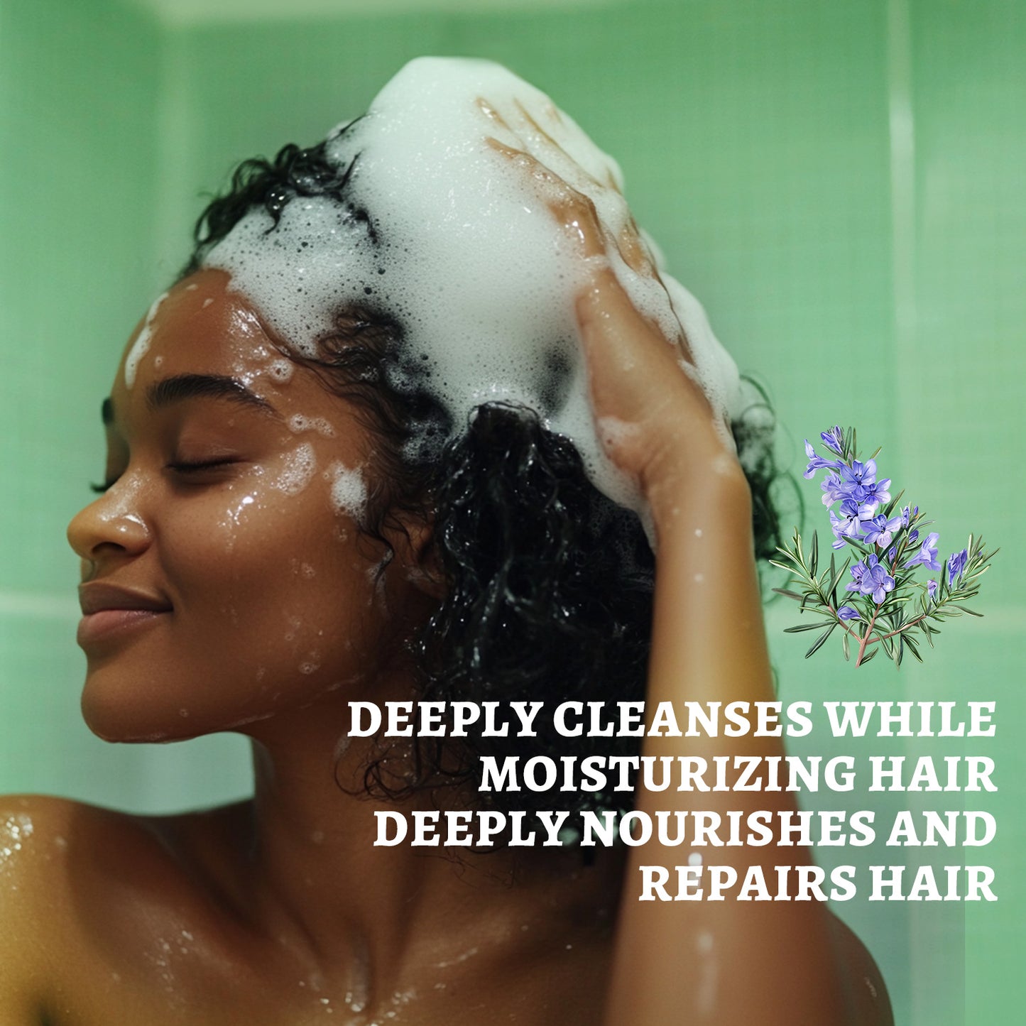 Rosmarin Shampoo mit Pflanzenextrakten, feuchtigkeitsspendende Pflege für sichtbar gepflegtes, trockenes und beschädigtes Haar, für Frauen und Männer