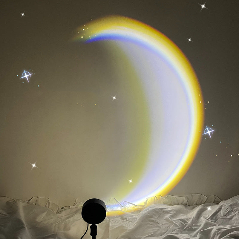 360° LED Rainbow Sunset Moon Lamp – USB Light Projector for Bedroom Aesthetic & Night Mood Lighting