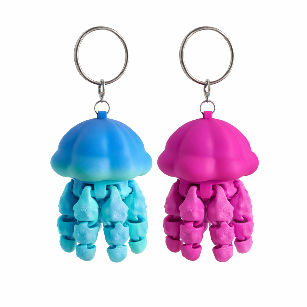 Jellyfish Quallenschlüsselanhänger – Beweglicher Schlüsselanhänger mit flexiblen Tentakeln perfekt als Geschenkidee