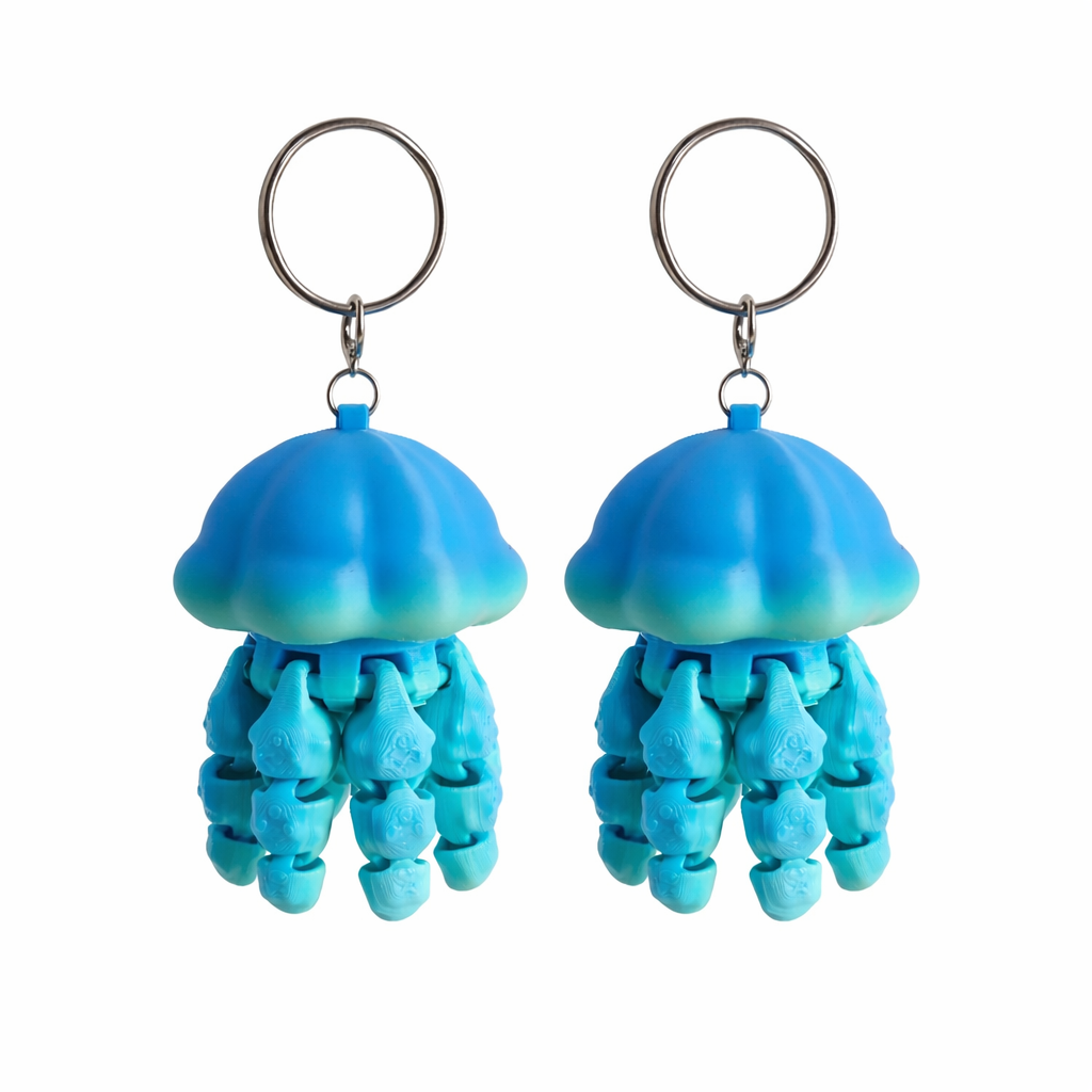 Jellyfish Quallenschlüsselanhänger – Beweglicher Schlüsselanhänger mit flexiblen Tentakeln perfekt als Geschenkidee