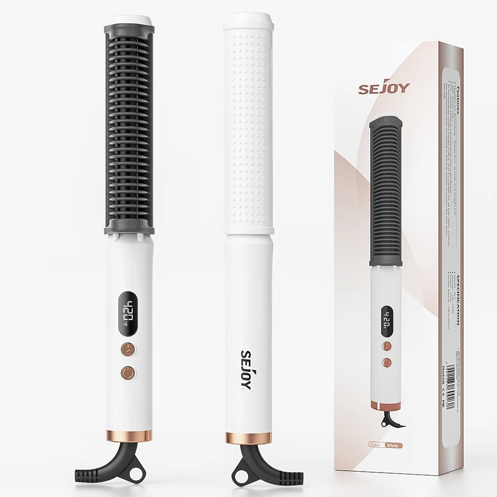 2-in-1 tragbarer Haarglätter – Elektrischer Glättkamm & Power-Lockenstyler mit PTC-Schnellheizung für schnelle, definierte Locken