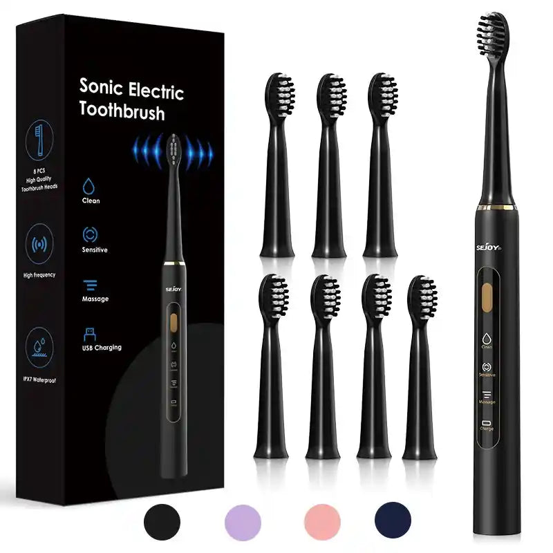 Elektrische Zahnbürste für Erwachsene, 7 Köpfe, 3 Modi, USB wiederaufladbar electric toothbrush mit Smart Timer Funktion