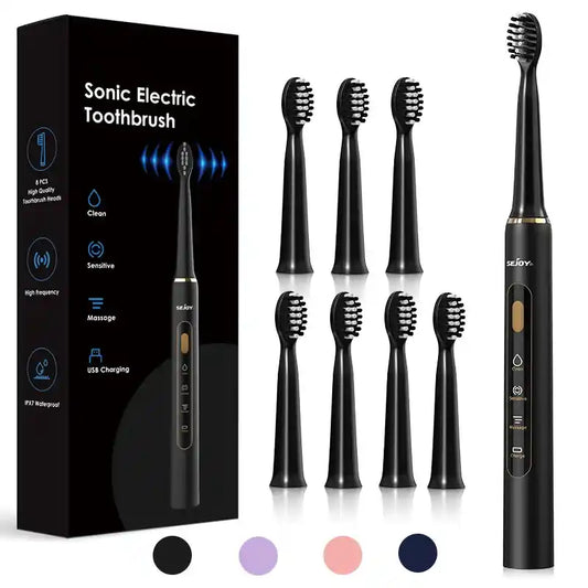 Elektrische Zahnbürste für Erwachsene, 7 Köpfe, 3 Modi, USB wiederaufladbar electric toothbrush mit Smart Timer Funktion