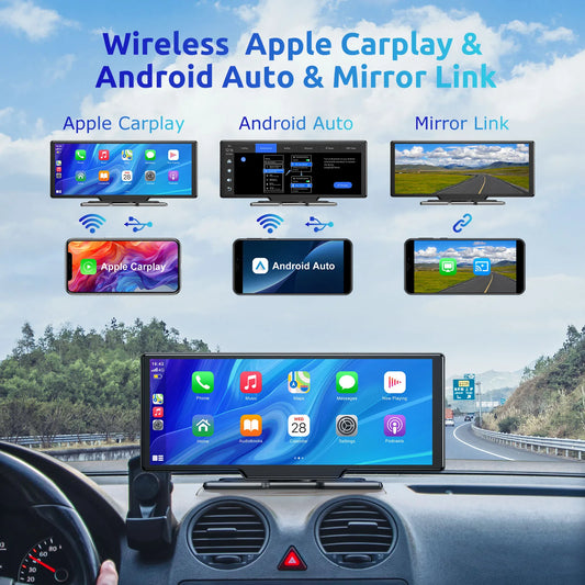 Kabellose 4K Auto-Dashcam mit großem Display, Touchscreen, Bluetooth, GPS & Sprachsteuerung für Apple CarPlay & Android Auto