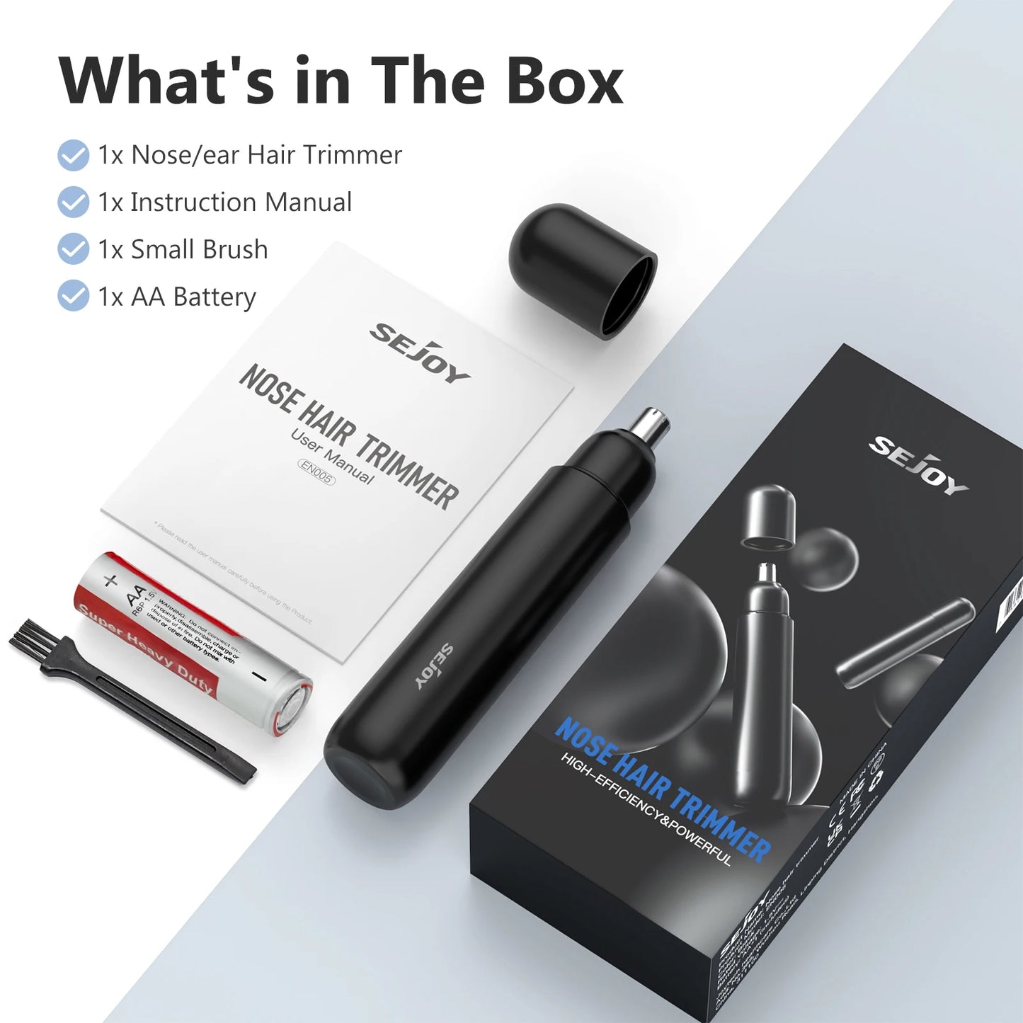 Elektrischer Nasen- & Ohrhaartrimmer für eine präzise und schmerzfreie Haarentfernung mit High-Speed-Motor für Männer & Frauen
