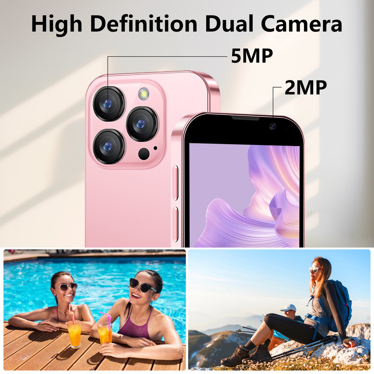 Android Phone mit 3-Zoll-Display, Quad-Core-Prozessor, 16 GB Speicher, Type-C-Ladeanschluss, 3G-Verbindung, SIM-frei, Dual-SIM-Unterstützung und microSD-Erweiterung bis 128 GB