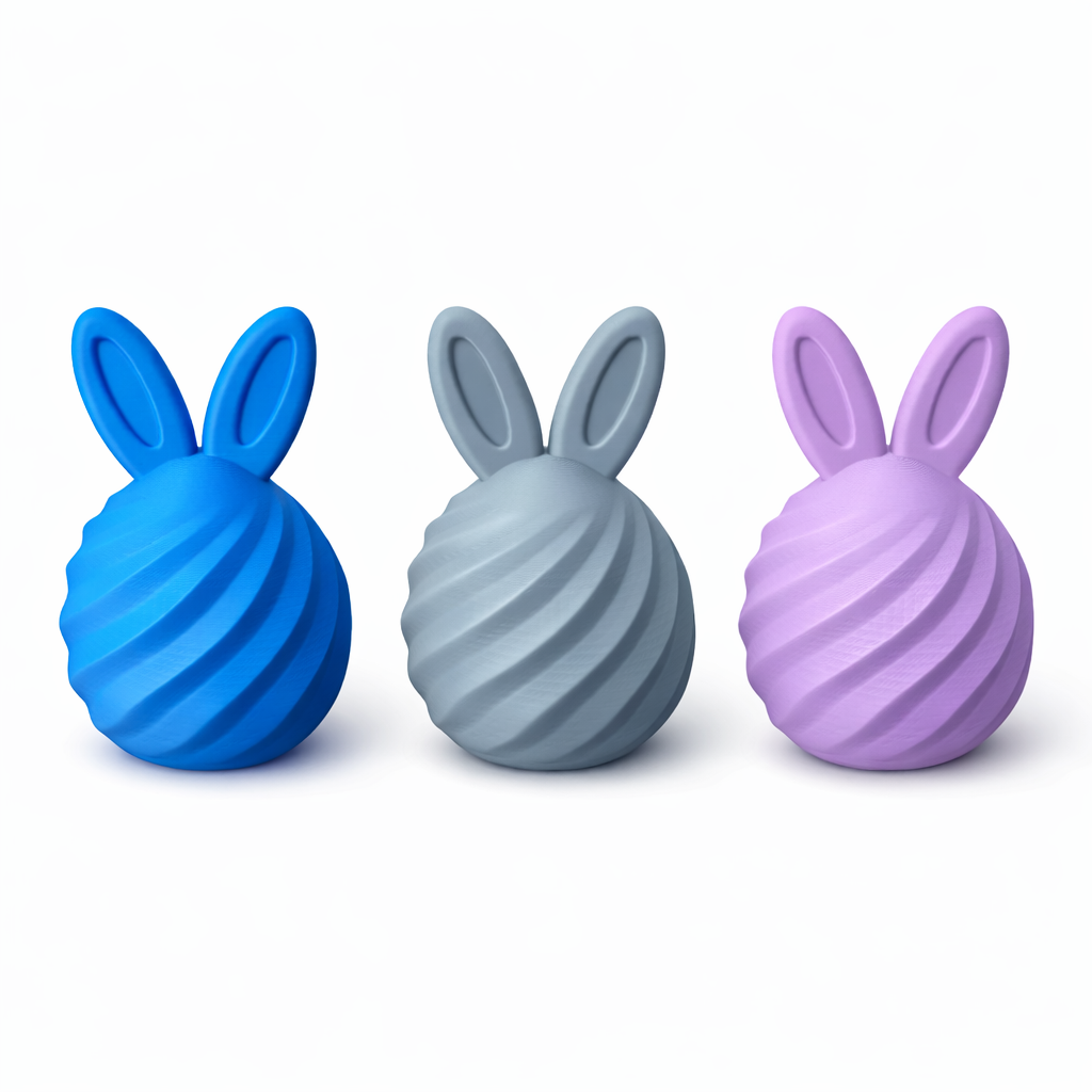 Moderne Osterhasen Deko 3er Set – Premium 3D Osterdeko in Pastellblau, Taubenblau & Lavendel