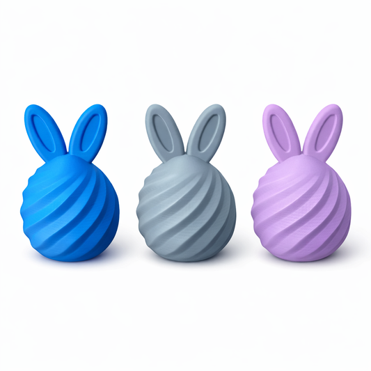 Moderne Osterhasen Deko 3er Set – Premium 3D Osterdeko in Pastellblau, Taubenblau & Lavendel