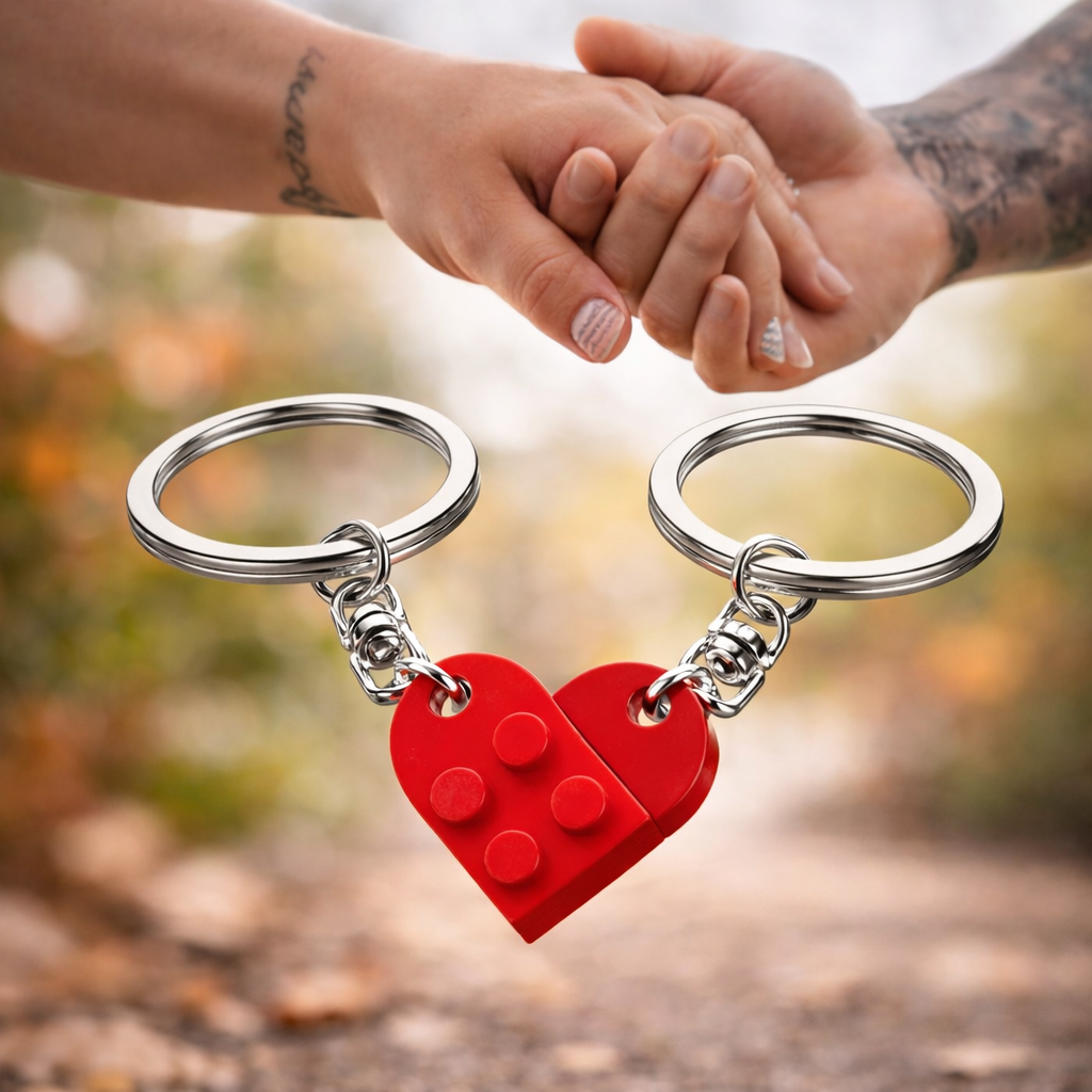 Herz Schlüsselanhänger für Paare, 2 Teile Herz Anhänger, Schlüsselanhänger Set für Freund Freundin, Geschenk für Paare, Valentinstag Geschenk, Couple Keychain
