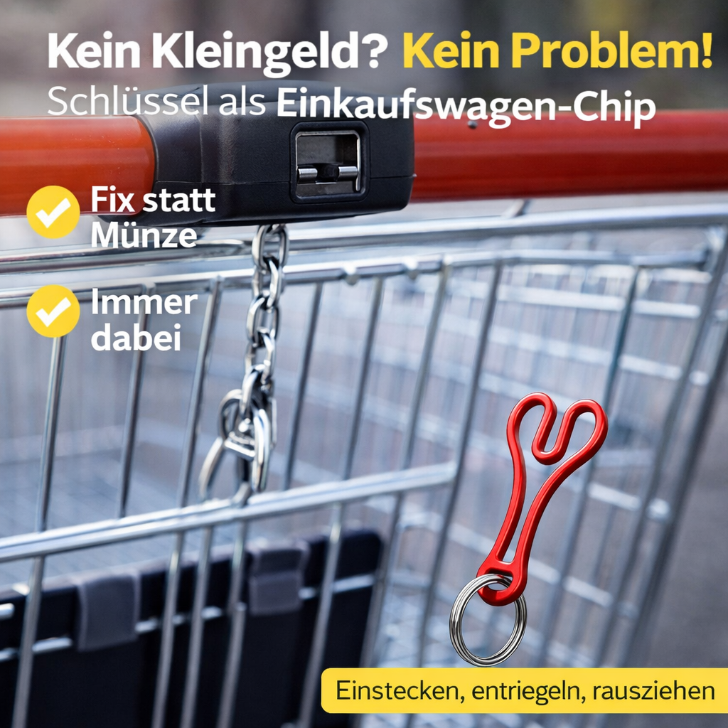 Einkaufswagen Chip Schlüsselanhänger – ohne Münze, einfach wieder rausziehen