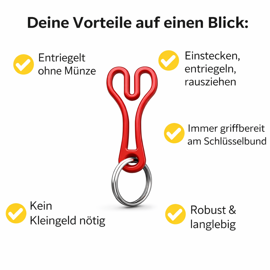 Einkaufswagen Chip Schlüsselanhänger – ohne Münze, einfach wieder rausziehen